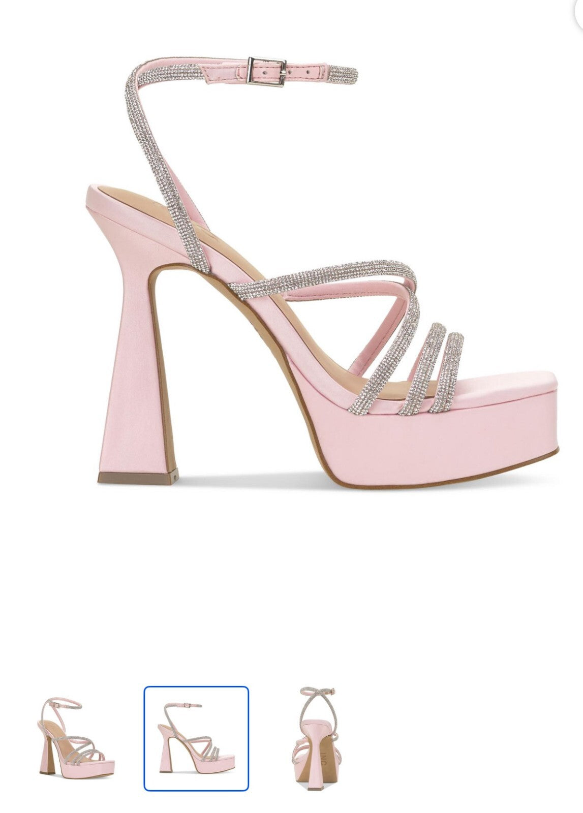 I.N.C Ritika Embellished Platform Heels, Light Pink Satin, Size 5M NIB
