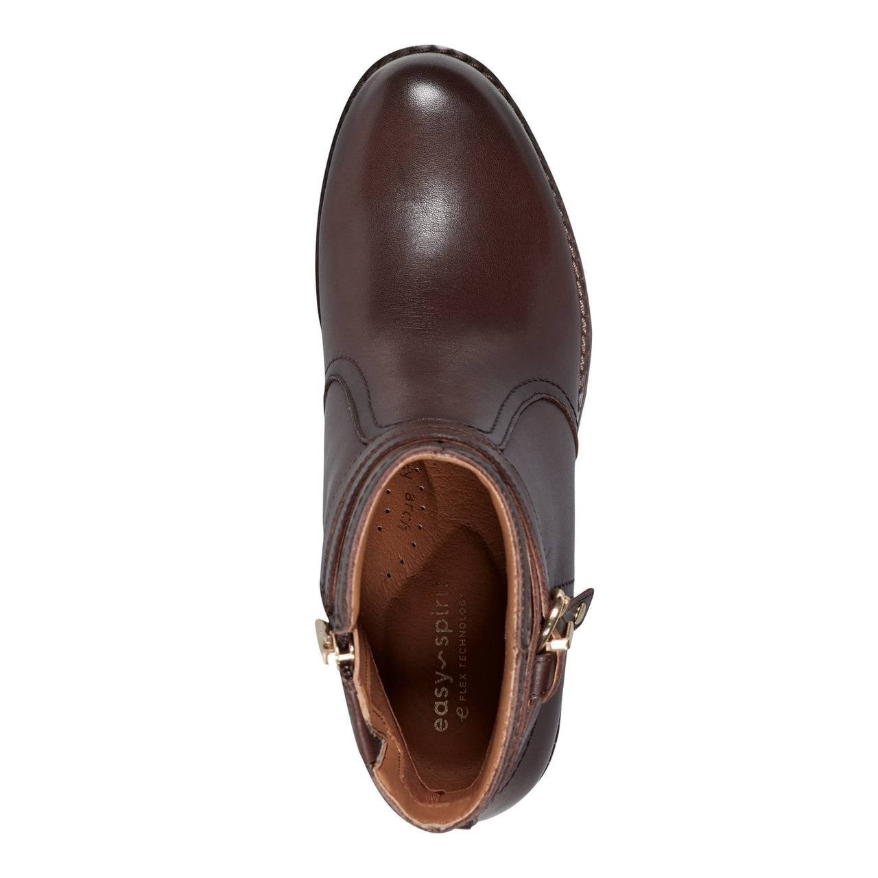 Easy Spirit Carter Ankle Booties Dark Brown 10W Leather Block Heel $159 NWB