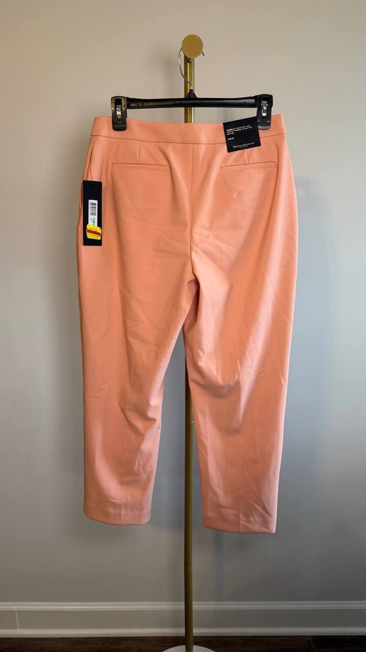 Donna Karan Woven Slim Leg Ankle Pants Apricot 8P NWT $109
