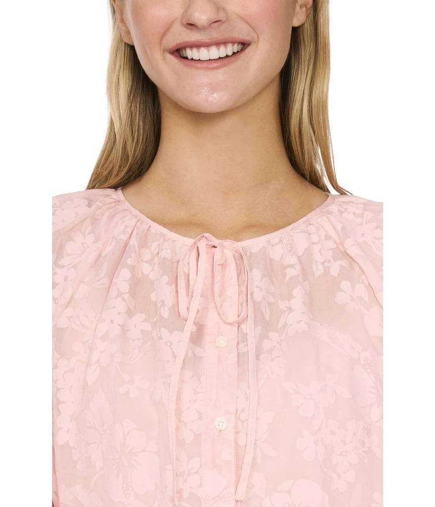 CeCe Button‑Up Puff‑Sleeve Front‑Tie Top – Size L – NWT – $99