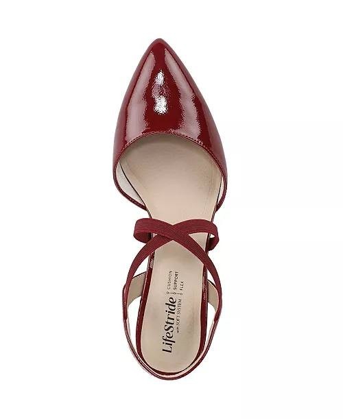 LifeStride Dark Cherry Faux Patent Slingback Pumps 11M NIB $69.99