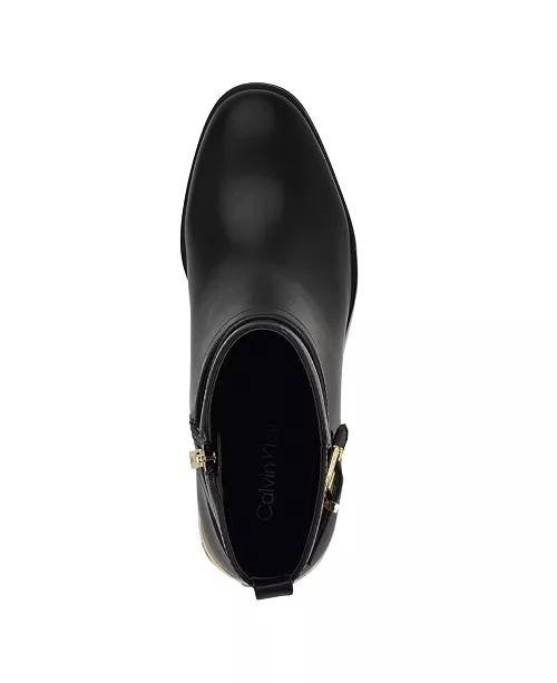 Calvin Klein Black Man‑Made Block Heel Booties 8.5M NIB MSRP $139