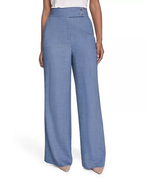 Calvin Klein Faux‑Denim High Rise Wide‑Leg Pants Blue 12 NWT $109