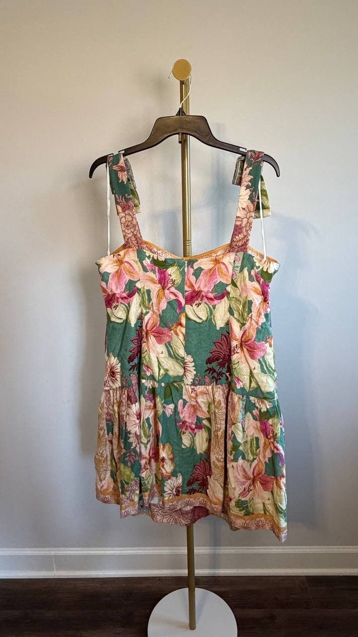 CeCe Sleeveless Square‑Neck Fit & Flare Dress Tropic Night L NWT $119