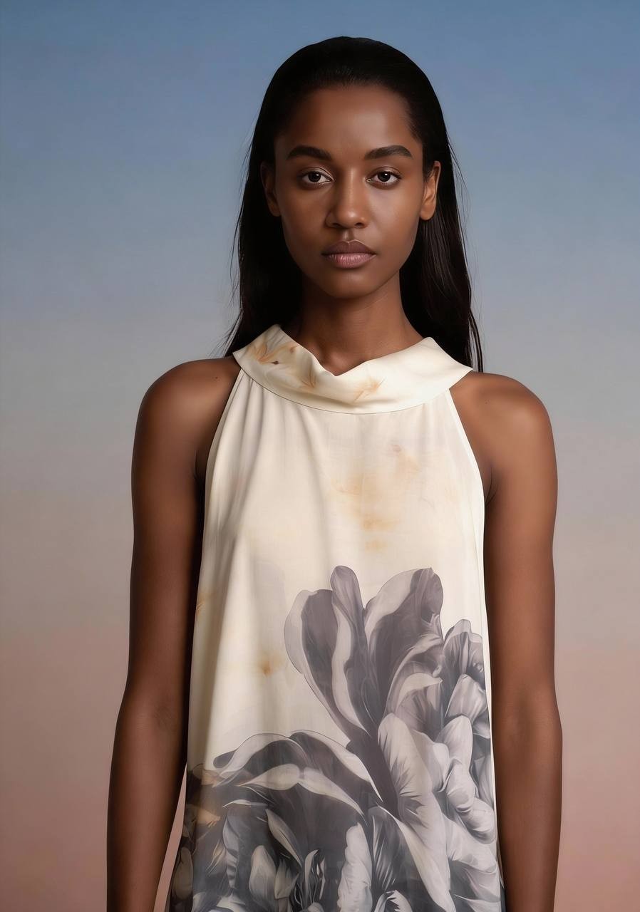 Calvin Klein Sleeveless Floral Blouse – Size L – White/Gray – NWT – $69