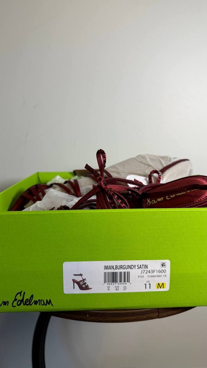 Sam Edelman Iman Sandals 11M Burgundy Strappy Lace‑Up Stiletto Heel NIB msrp$155