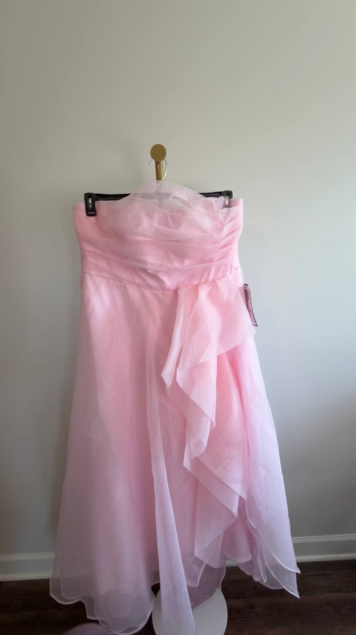 B Darlin Juniors’ Asymmetric Drape Strapless Ball Gown Light Pink 18W NWT $129