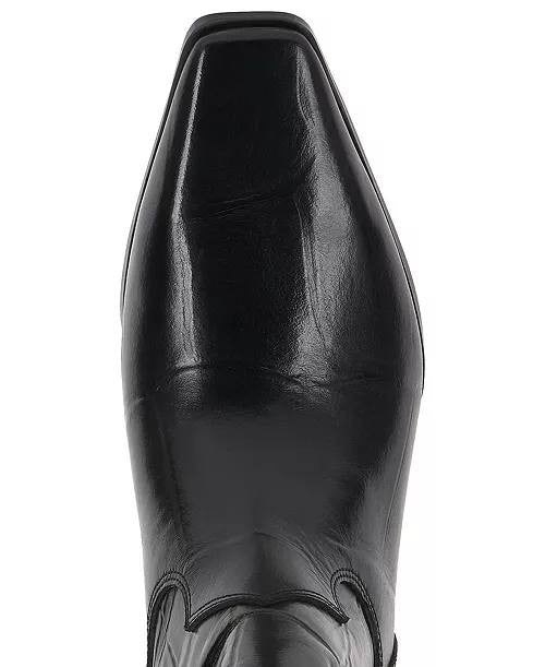 Vince Camuto Prilie Square‑Toe Western Leather Boots Black 7.5M NWB $169