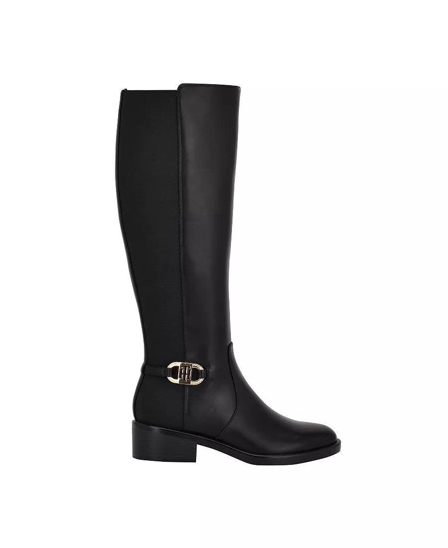 Tommy Hilfiger Imizza Boots 7.5M Black Faux Leather Knee‑High NIB msrp$159