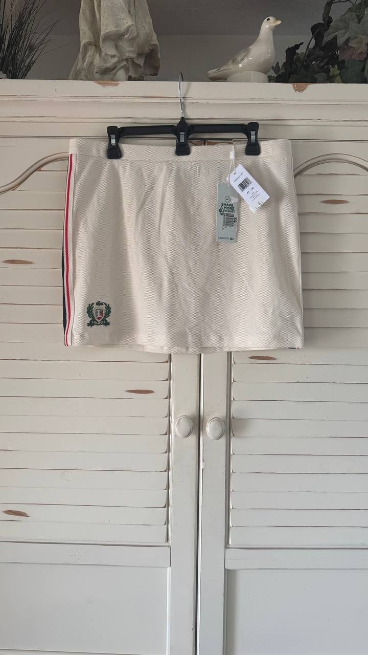 Lacoste Beige Striped Panel Mini Skirt – Size 42 – NWT