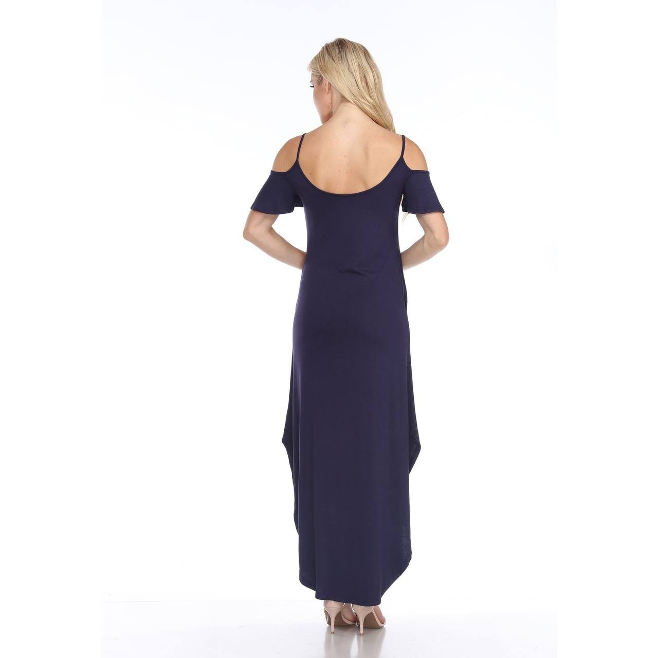 White Mark Women’s Cold Shoulder Maxi Sundress Navy XL NWT $64