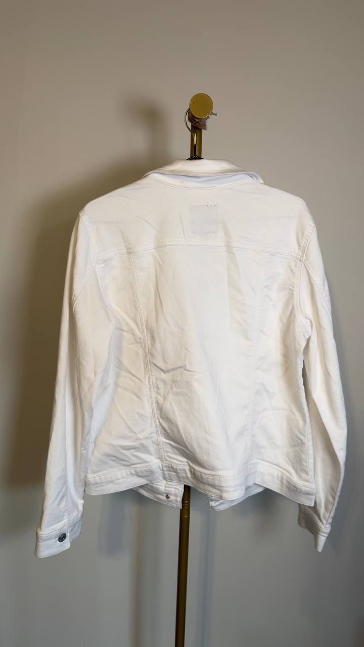 Gloria Vanderbilt Amanda Classic Denim Jacket Vintage White L NWT $75