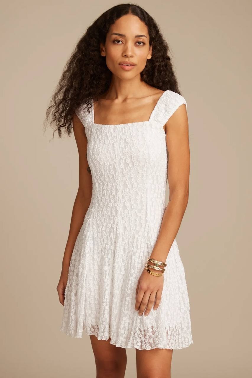 Lucky Brand Floral Mesh Mini Dress White Size XXL NWOT MSRP $79