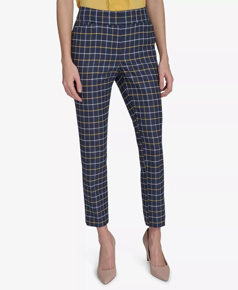 Tommy Hilfiger Women’s Plaid Slim-Fit Ankle Pants Midnight Multi 16 $109 NWT