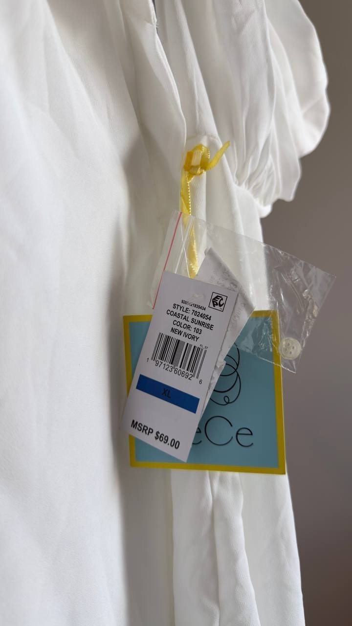 CeCe Open Collar Top New Ivory XL NWT $69