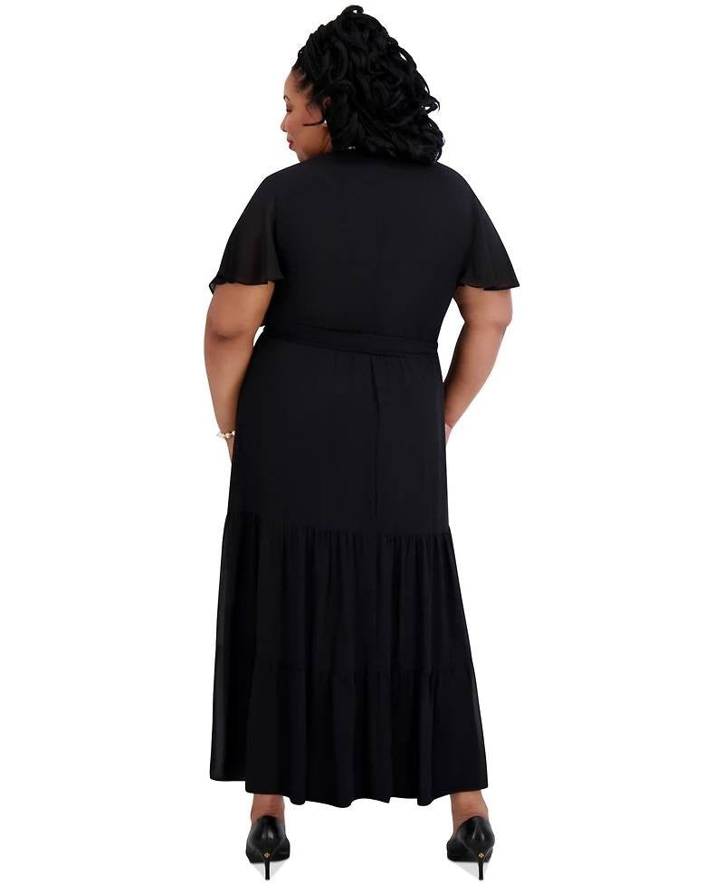 Kasper Women’s V‑Neck Flutter Sleeve Maxi Dress – 3X – NWT – $99