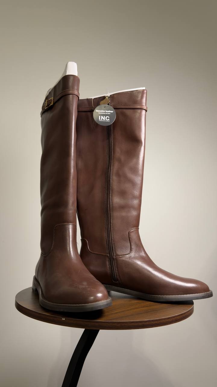 I.N.C.  Riding  Boots  Roasted  Brown  Leather  9M  New  $190