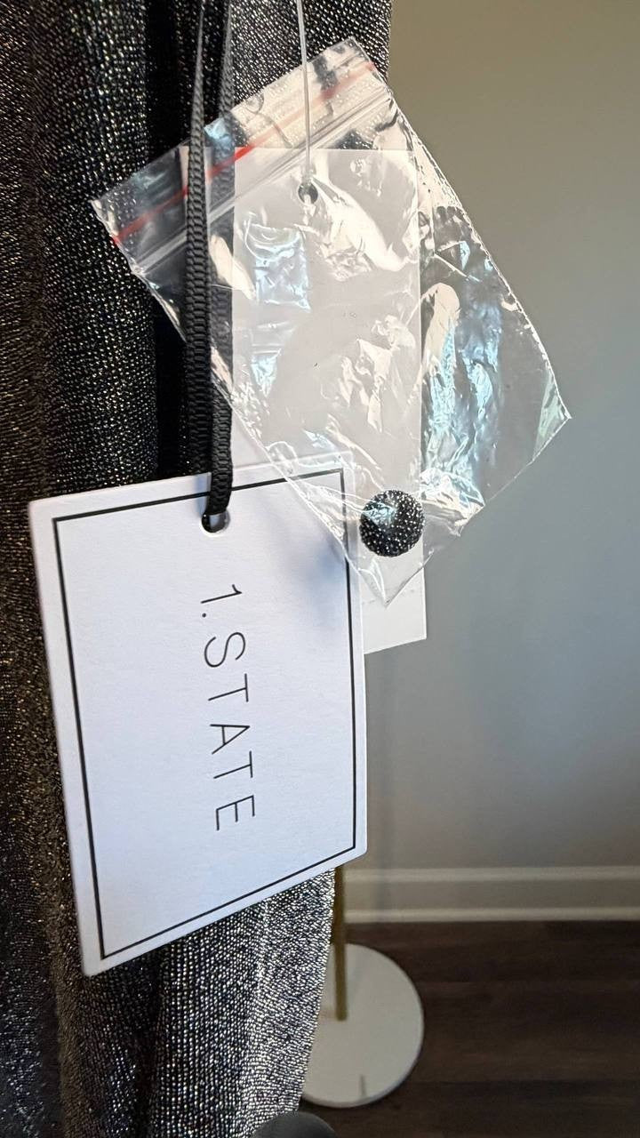 1.STATE Metallic Pleated High‑Neck Tank Rich Black XS NWT $59