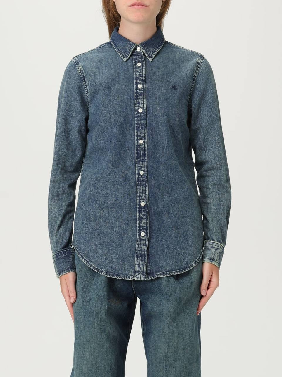 Lauren Ralph Lauren Classic Fit Denim Shirt Mid Wash S NWT $125