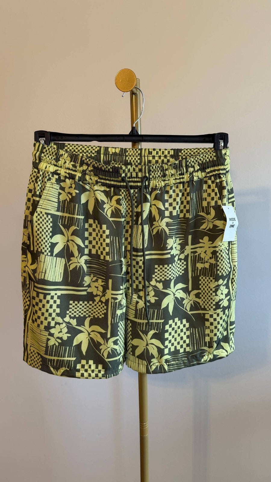 Mode of One Men’s Vacation Palm Pull‑On Shorts Green Relaxed Fit NWT ...