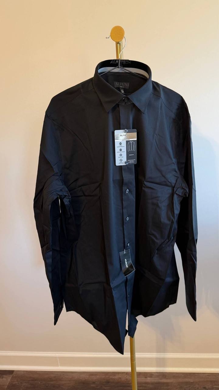 Alfani Men’s Slim‑Fit 4‑Way Stretch Dress Shirt Black XL $60 NWT