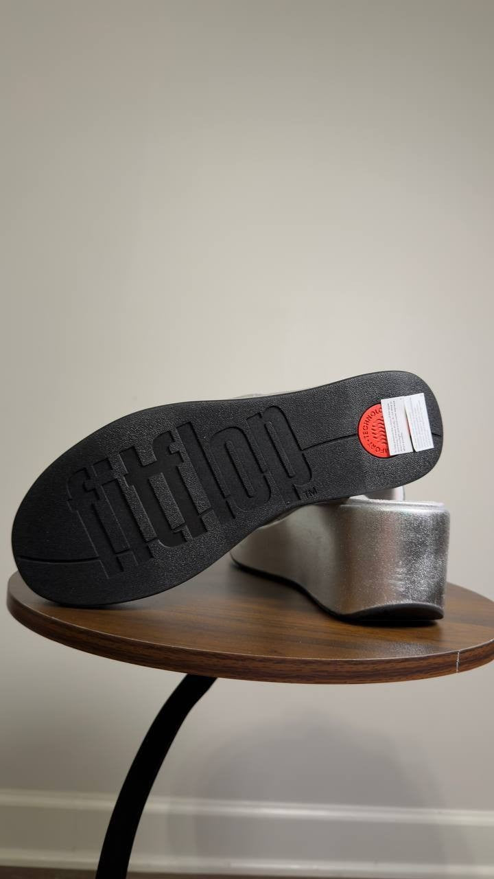 FitFlop  Platform  Wedge  Sandals  Silver  10  New  $85