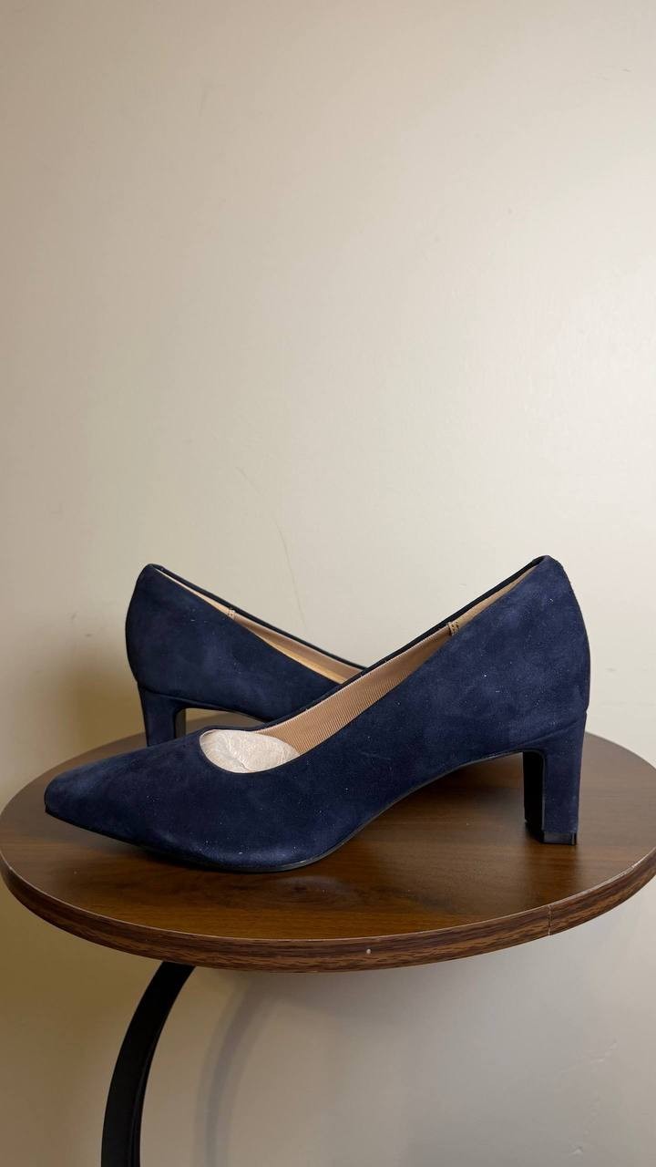 Rockport Dark Blue Suede Block Heel Pumps 6W NIB MSRP $130