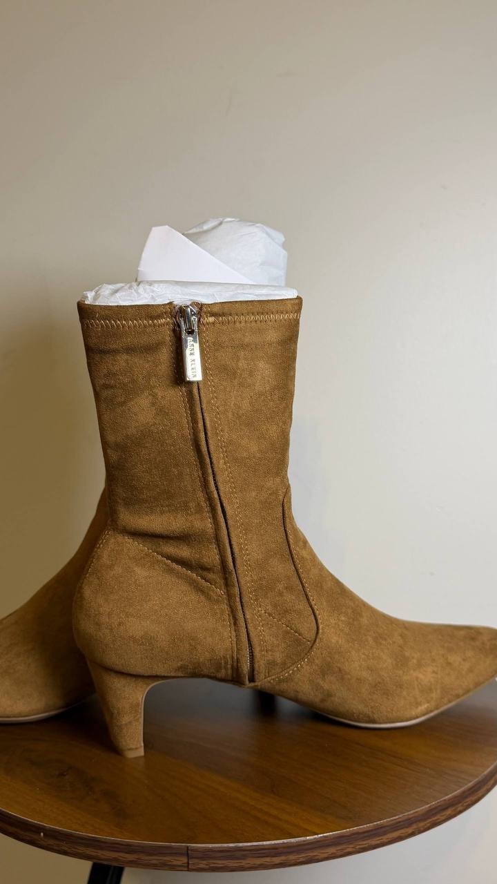 Anne Klein Dress Booties Walnut Man-Made Size 9M New in Box $119