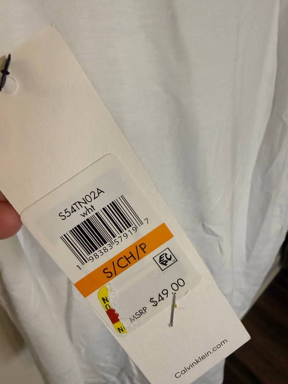 Calvin Klein White Sleeveless Ruched-Shoulder Top – Size S – NWT – $49