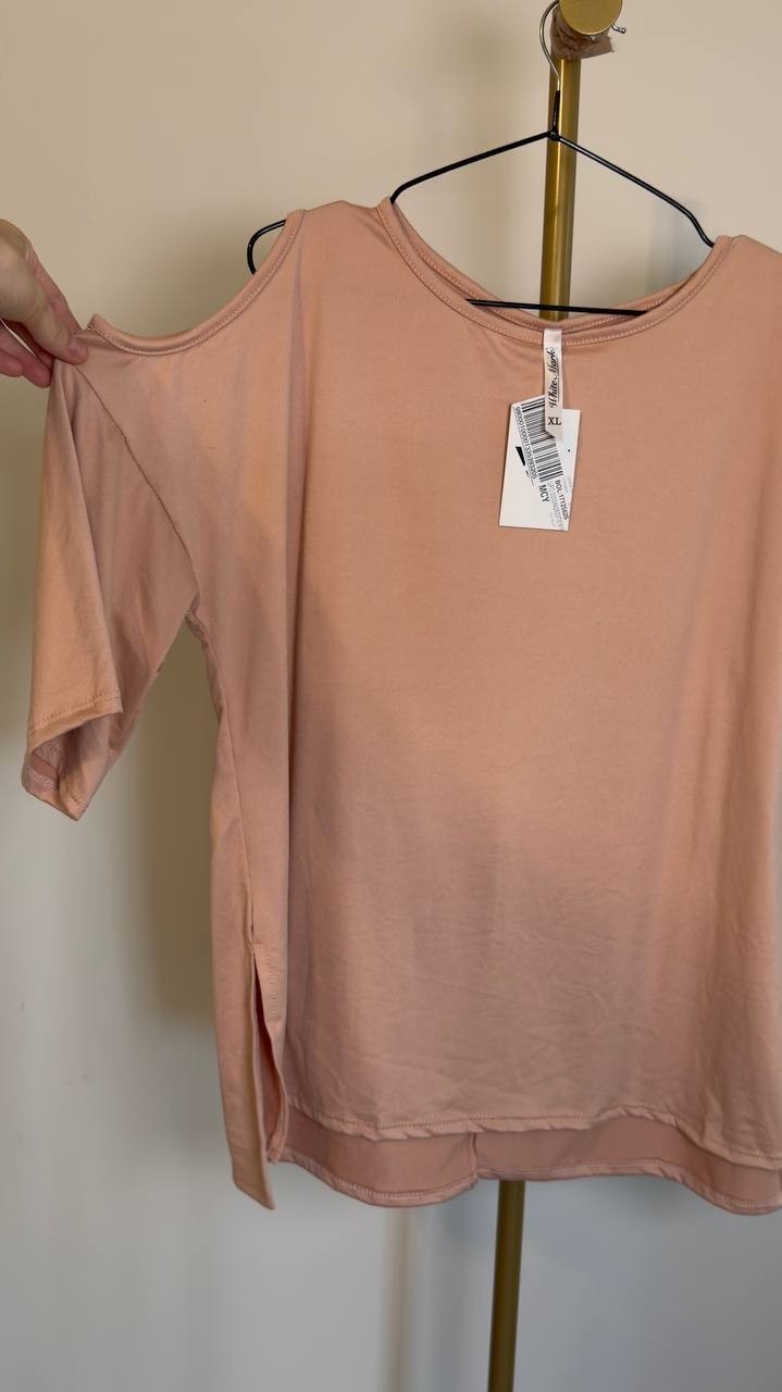 White Mark Plus Cold Shoulder Scoop Neck Tunic Top Rose Gold XL NWT $52