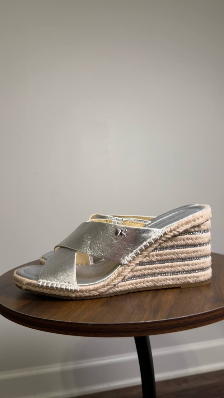 Michael  Michael  Kors  Wedge  Sandals  Silver  7M  New  $139.50