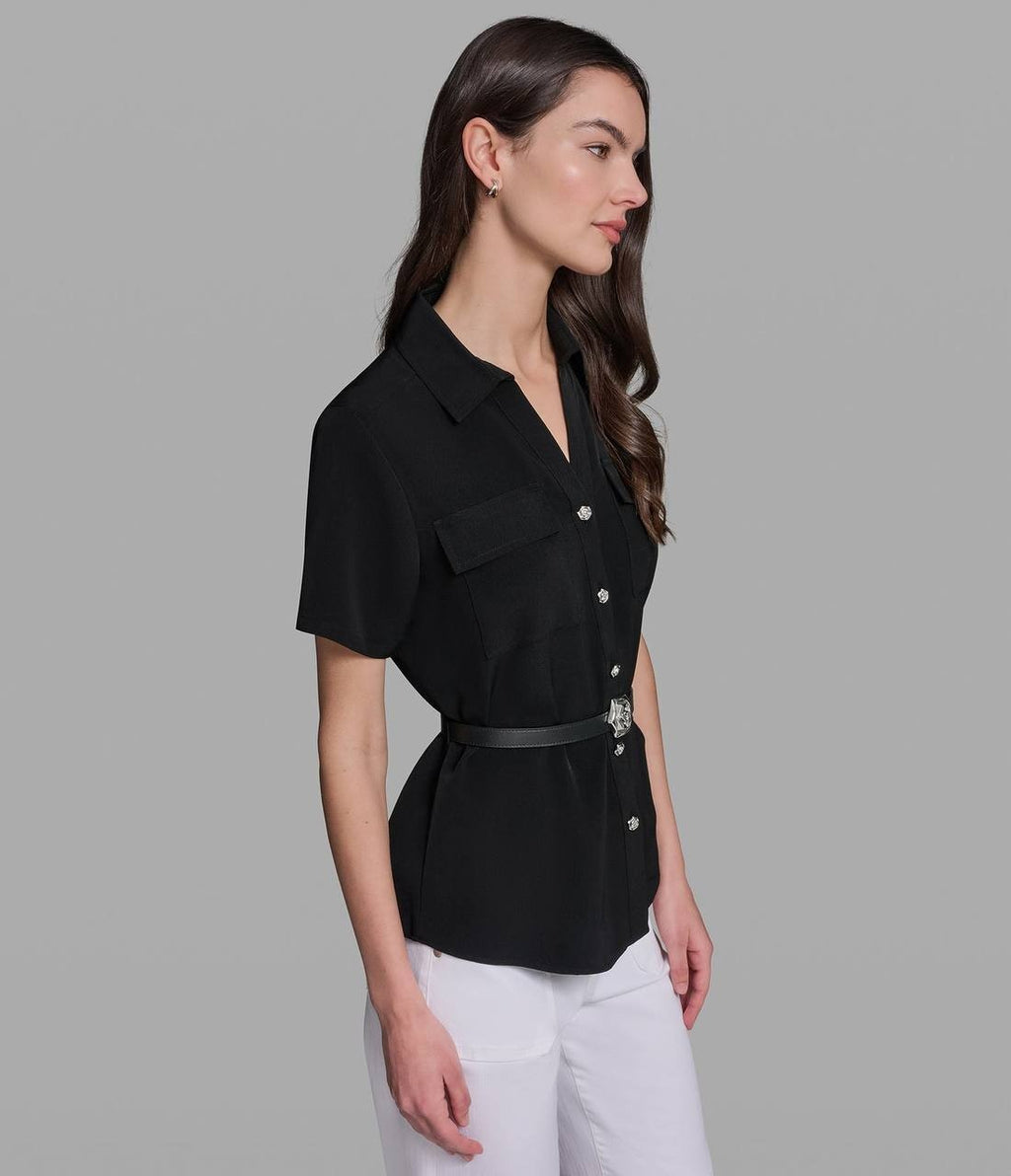 Karl  Lagerfeld  Paris  Women’s   Blouse  Black  L  NWT $109