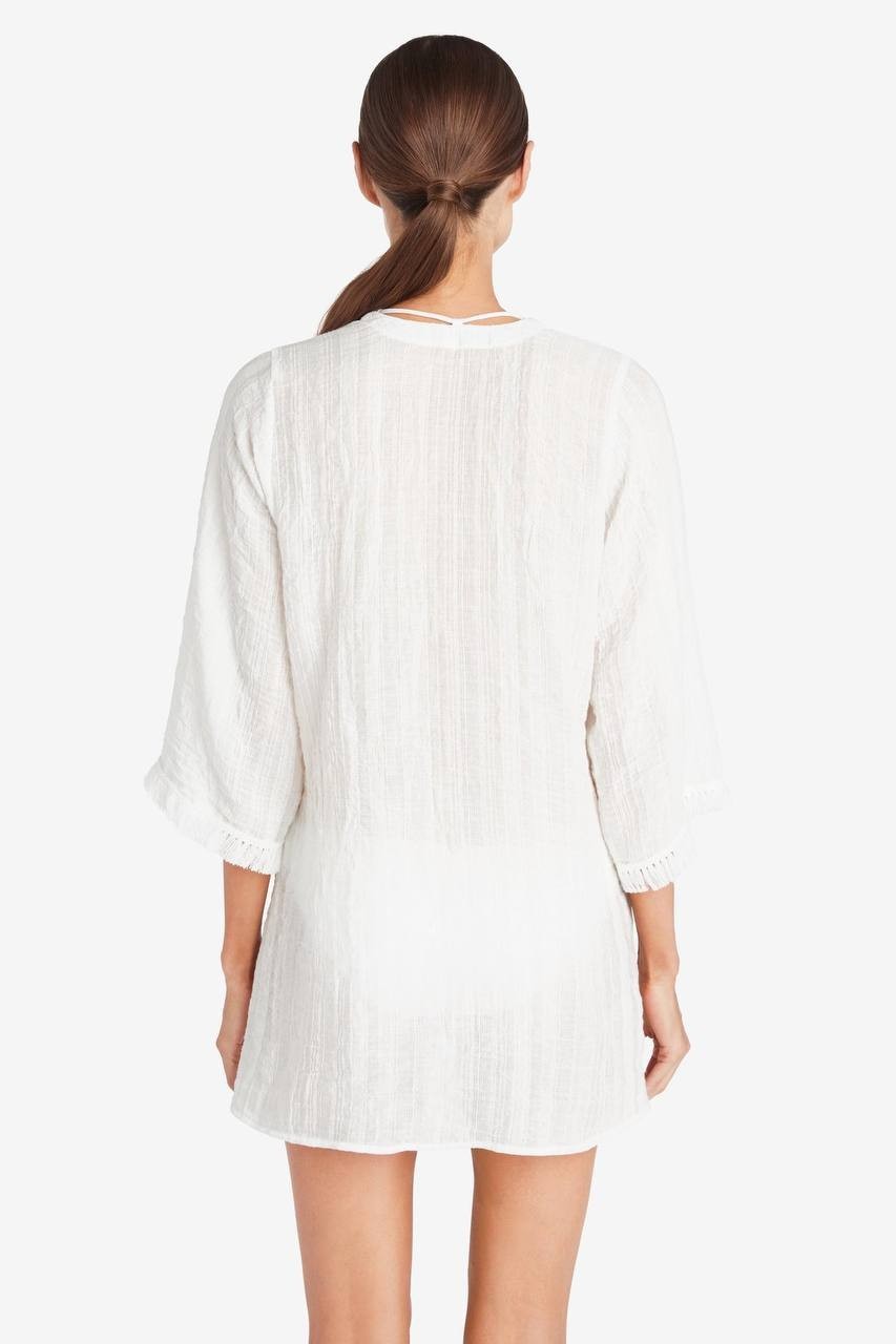 Robin Piccone Natalie V‑Neck Lace Up Tunic Cover Up White Size S NWOT $94