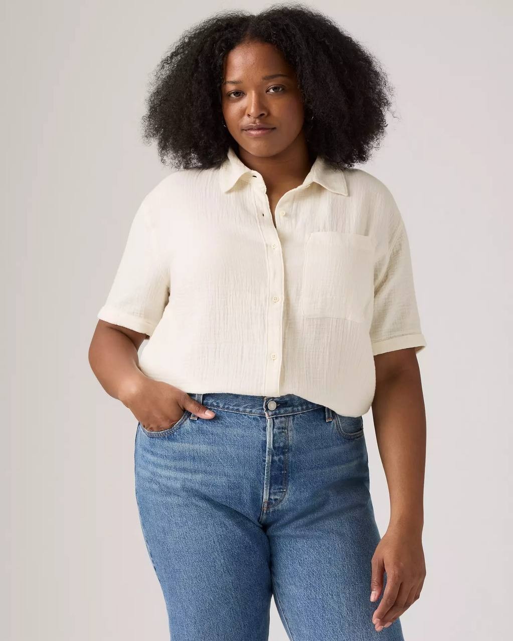 Levi’s Darlene Short Sleeve Shirt Plus Size 1X Whisper White $49.50 NWT