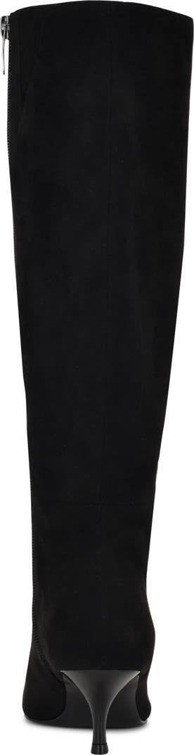 Nine West Havier Knee High Kitten Heel Boots Black 8M Wide Calf Textile $199 NWB