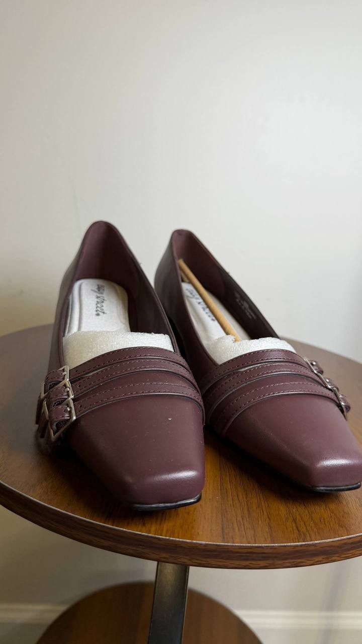 Easy Street Enya Pump Burgundy Square Toe Block Heel Women’s 8M NWB $74.99