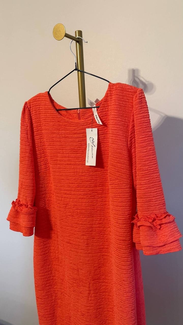 NY Collection Petite Textured Knit Dress Coral PXL $58 NWT
