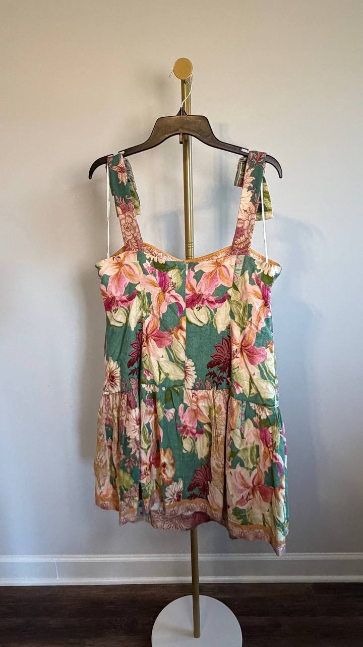 CeCe Sleeveless Square‑Neck Fit & Flare Dress Tropic Night L NWT $119
