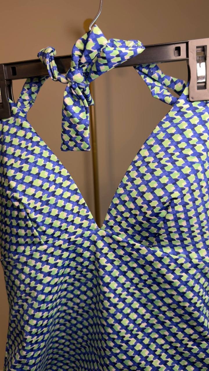 Tommy Bahama Palm Modern Mosaic Tankini Top Beach Class Blue M NWT $85.50