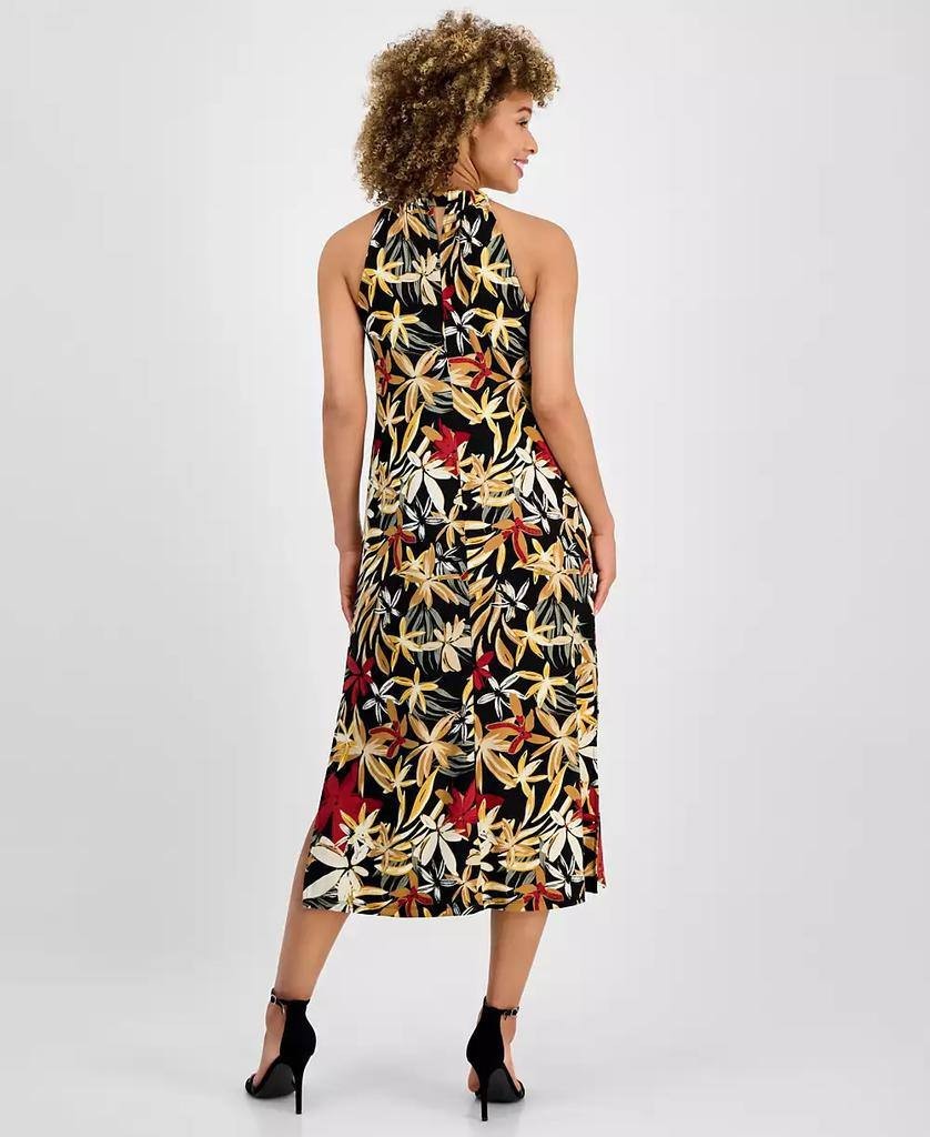 Anne Klein Women’s Printed Halter Midi Dress Black Multi Size 8 NWT $119