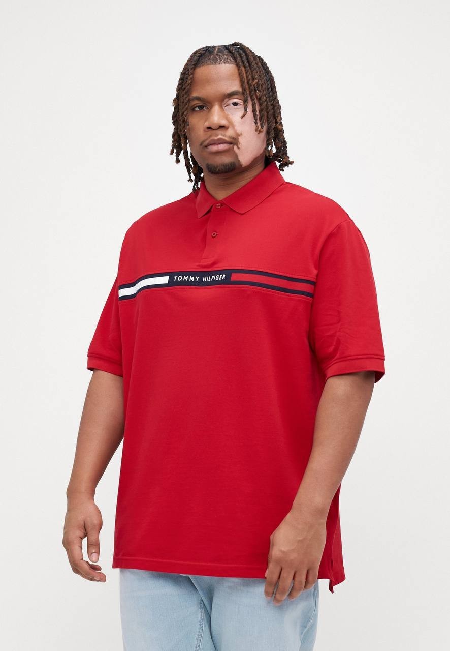 Tommy Hilfiger Chest Insert Polo Shirt Medium Red 4XL NWT $89.50