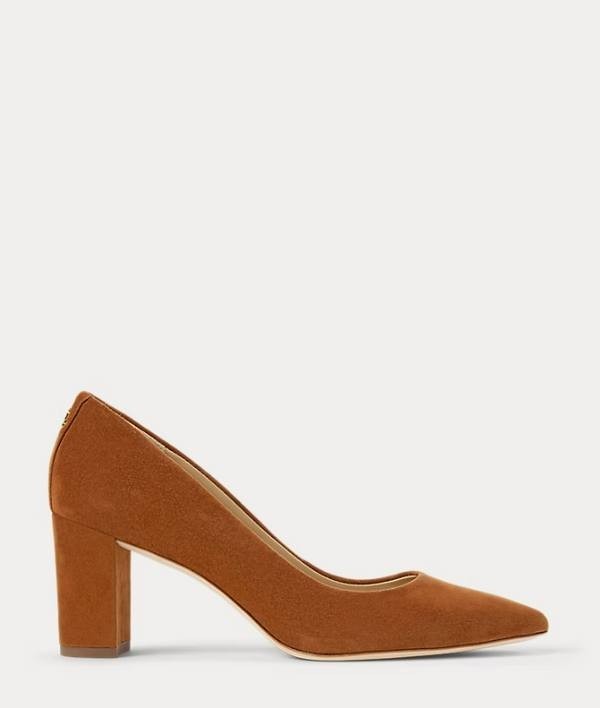 Lauren Ralph Lauren Lanette Pump 8B Tan Suede Pointed Toe  NIB msrp$306