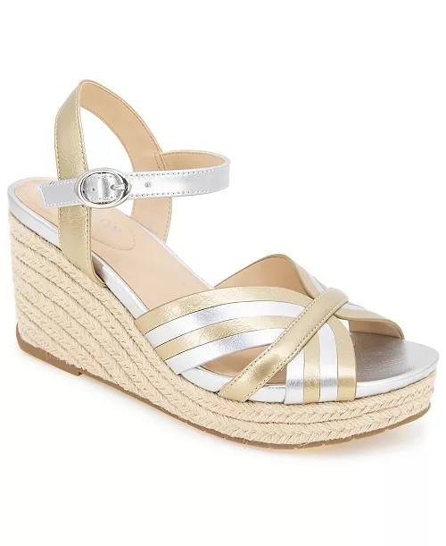 Kenneth Cole Reaction Metallic Wedge Sandals 8.5M New in Box  MSRP 89$