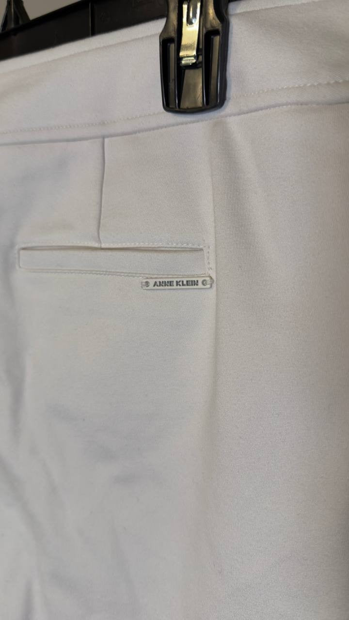 Anne Klein Women’s Flat Front Straight‑Leg Pants White Dove 10 NWOT $89