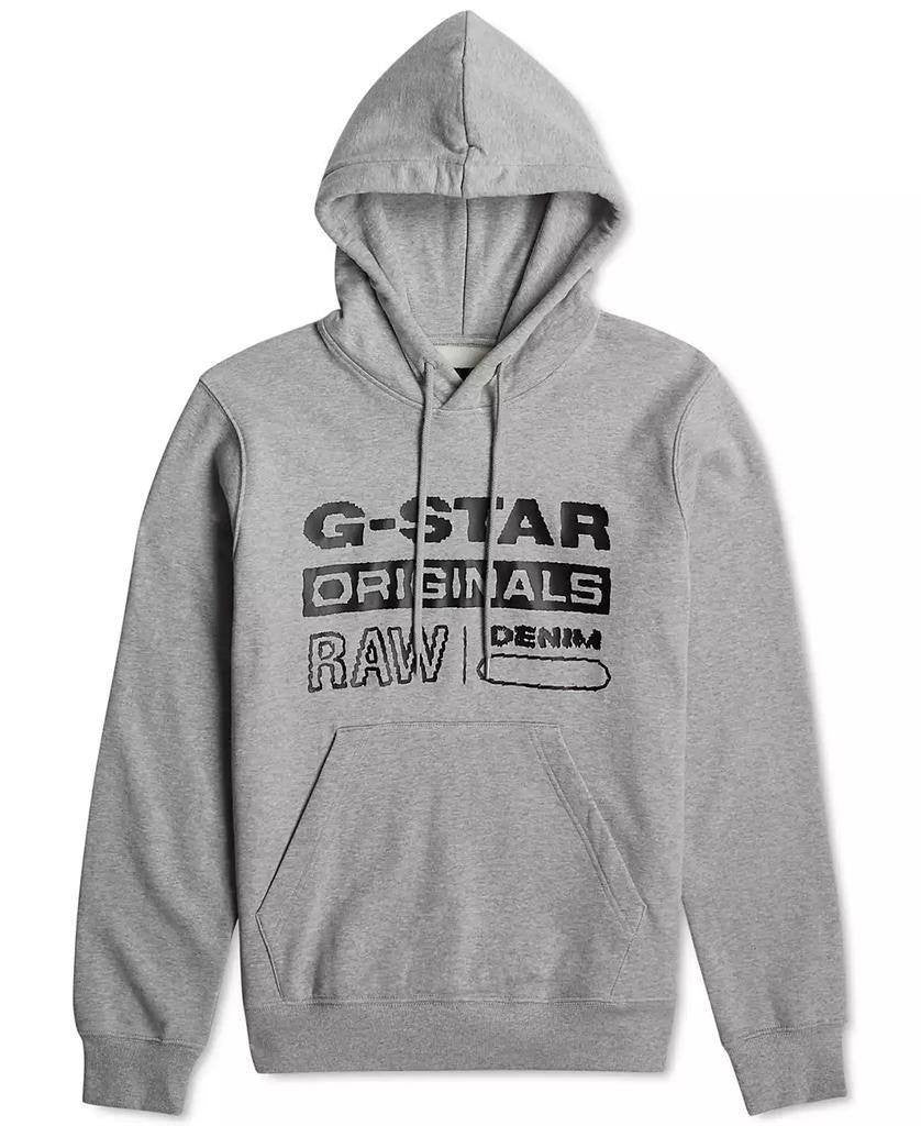 G‑Star RAW Men’s Distressed Originals Logo Fleece Hoodie Grey L $140 NWT