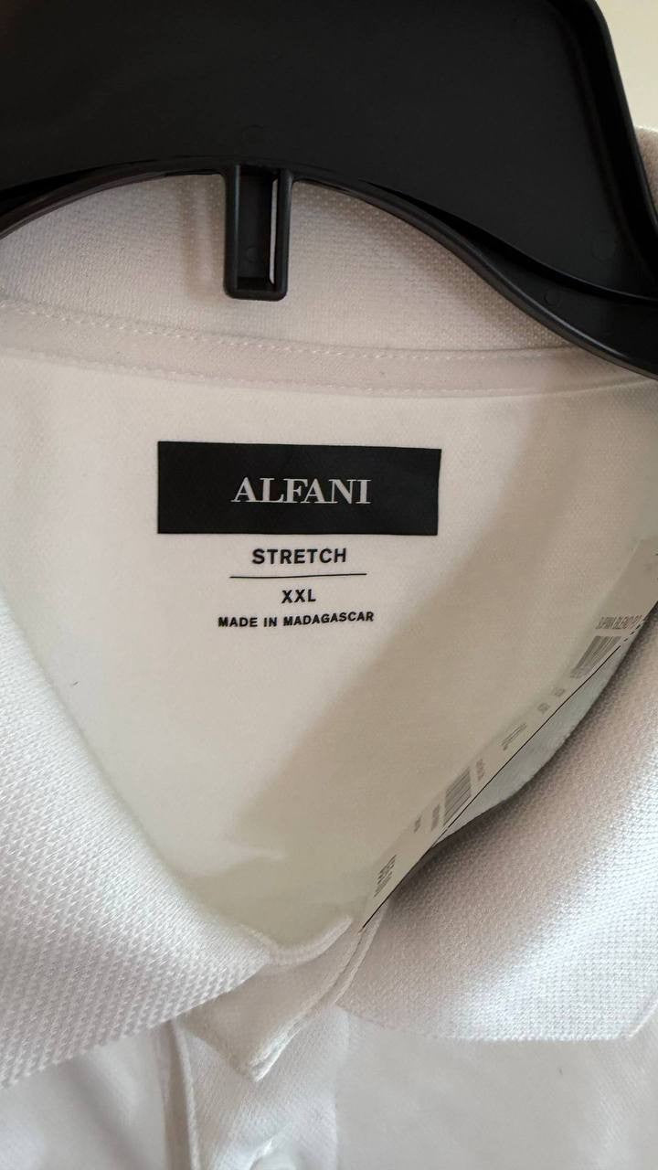 Alfani Men’s Regular‑Fit Mercerized Polo Shirt White XXL Cotton $60 NWT