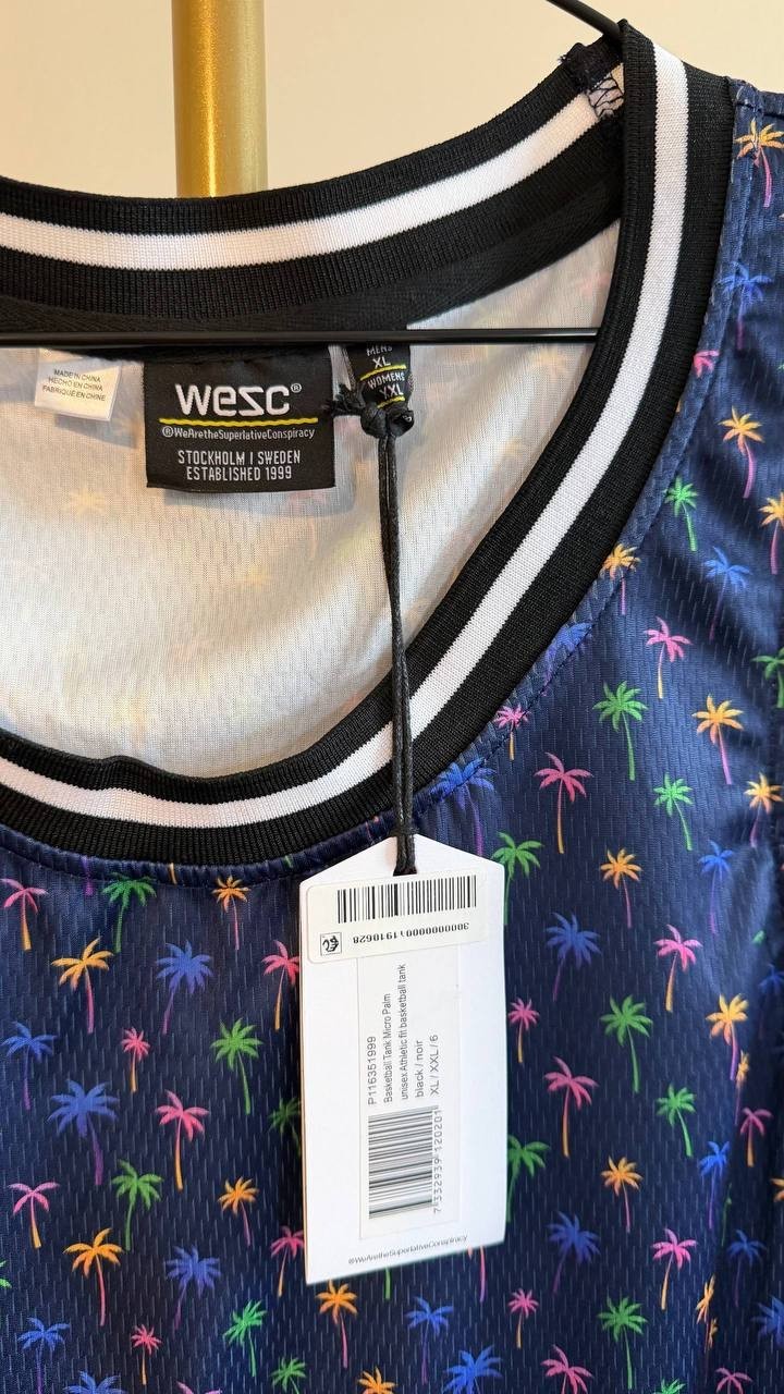 WeSC Men’s Micro Palm Basketball Tank Top Black XL $49 NWT