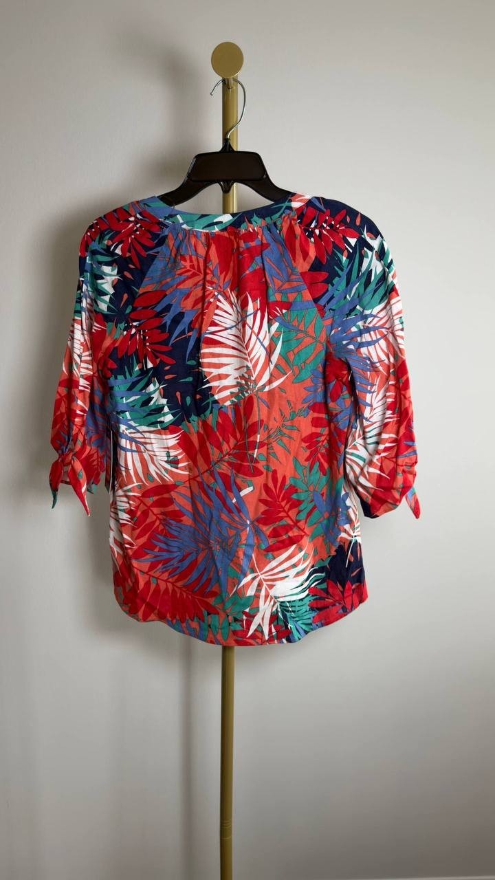 Jones New York Women’s Printed Top Coral Sun Multi PXS NWT $79.50