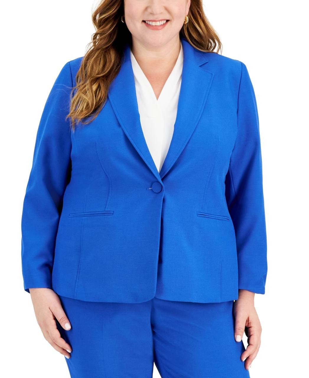 Le Suit Plus Notched‑Lapel Blazer & Pants Set –Blue– Size 20W – NWT – $265