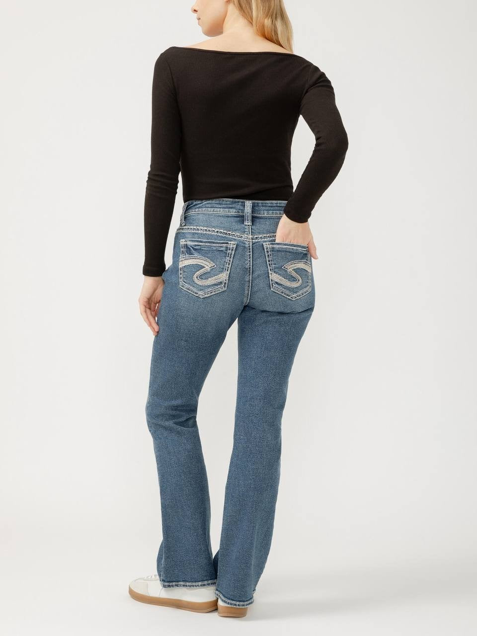 Silver Jeans Elyse Mid Rise Bootcut Jeans Sherbrook 12W 33 NWT $98